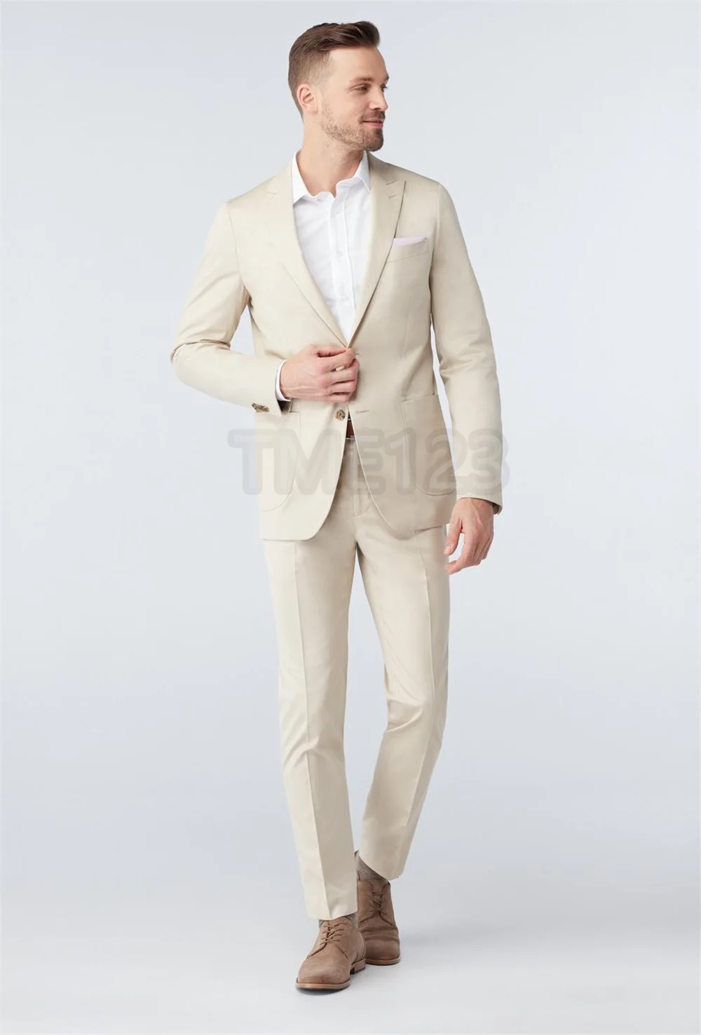 Classic Slim Fit Men Suits Groom Wedding Party Tuxedo 2 Piece Jacket Pants Set Formal Professional Business Blazer Costume Homme