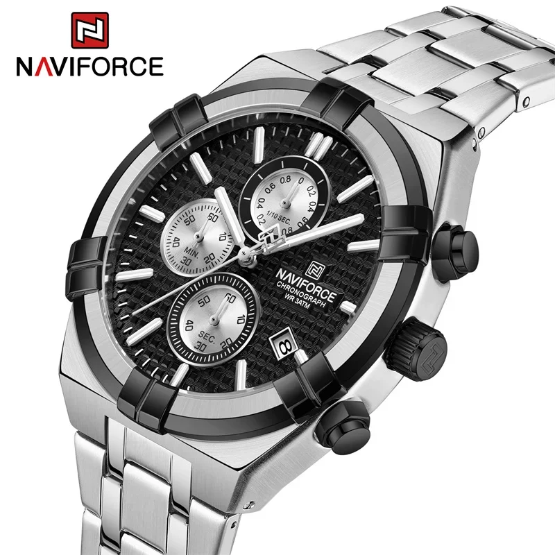 NAVIFORCE NF9218 Мужские Деловые Кварцевые Часы С Ремешком Из Нержавеющей Стали