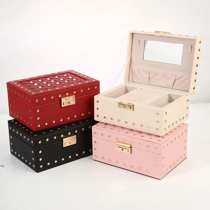 

Jewelry boxes PU contracted portable jewelry box of large capacity ring earrings necklace jewelry boxes