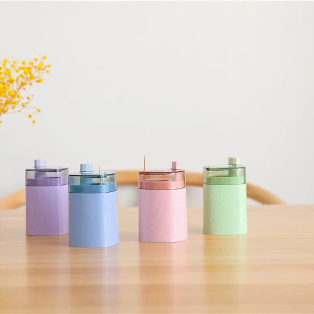

Toothpick Can Simple Press Toothpick Boxes Automatic Toothpick Holder Container for Home Pink