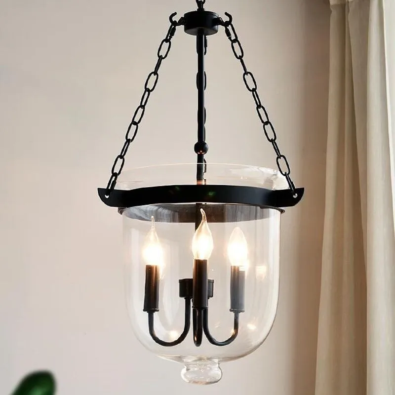 

Vintage chandelier Black glass light shade designer for restaurant suspension lamp Rustic indoor loft kitchen decoration light
