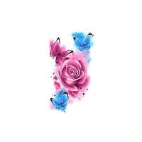 watercolor flower temporary tattoos sticker fake rose butterfly tatto decal waterproof body art neck chest arm tatoos for women