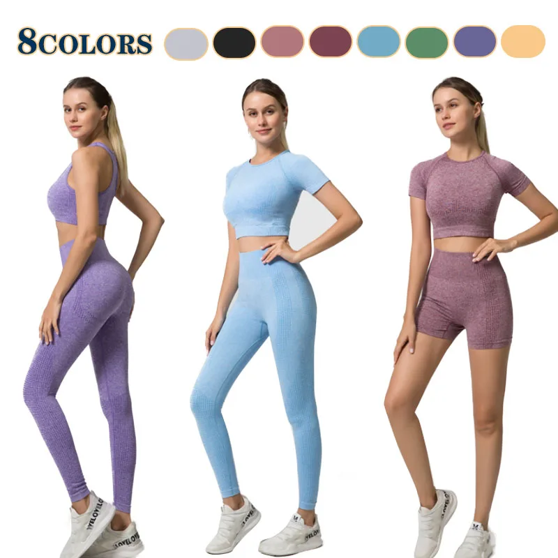 

5 шт., Женский бесшовный топ с длинным рукавом и леггинсы с высокой талией