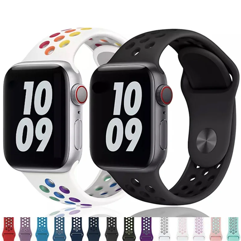 Silicone Strap For apple Watch band 49mm 45mm 41mm 44mm 40mm 38mm 42mm Breathable Accessories bracelet iWatch Ultra 8 7 SE 6 5 3
