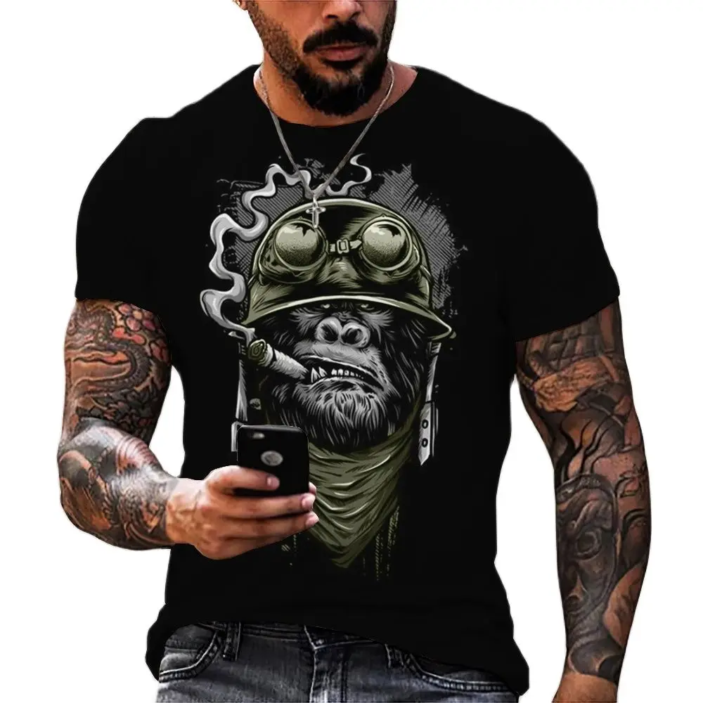 

2022 Summer Gorilla Monkey T-Shirts Male Funny Oversize Short Sleeve Tee Shirts Men's Clothing Casual Tshirts For Men Streetwear