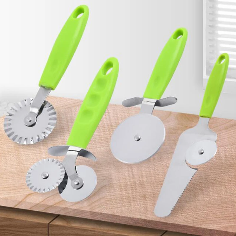 

Stainless Steel Pizza Cutter Double Roller Pizza Knife Stone Pastry Pasta Dough Crimper Pastry Kitchen Baking Gadgets Pizza Tool