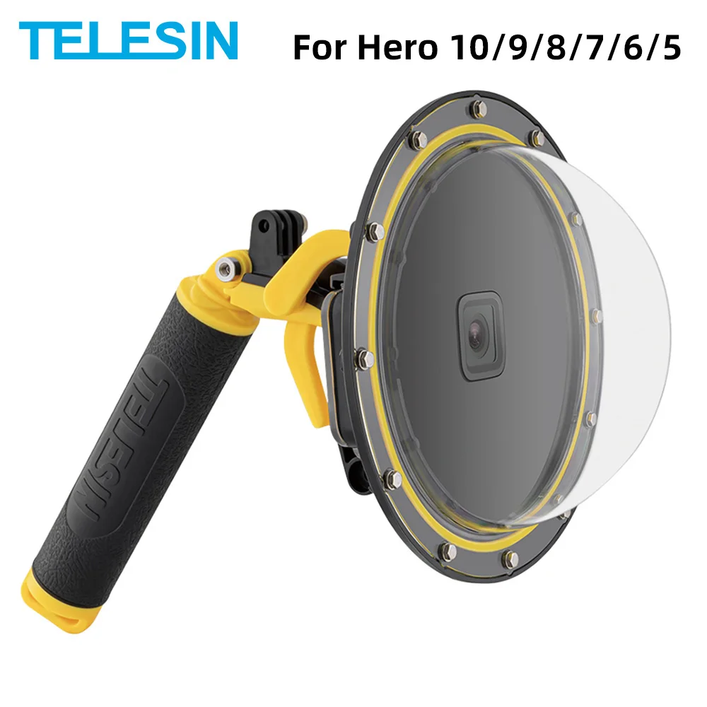 

TELESIN 30M Dome Port Diving Waterproof Case Housing for GoPro Hero 10 9 Black for Hero 8 7 6 5 Floating Mount Camera Parts