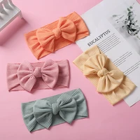 23 colors solid color bowknot baby headband knitted bow hairband kids hair accessories hairbow headwrap headbands elastic turban