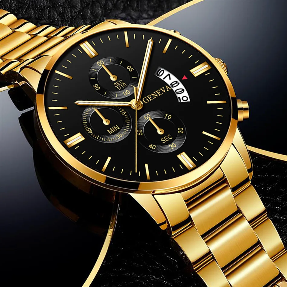 

Gold Watch for Men Hot Fashion Quartz Mens Watches Luxury Stainless Steel Watch Man Auto Date Business Wristwatch Reloj Hombre
