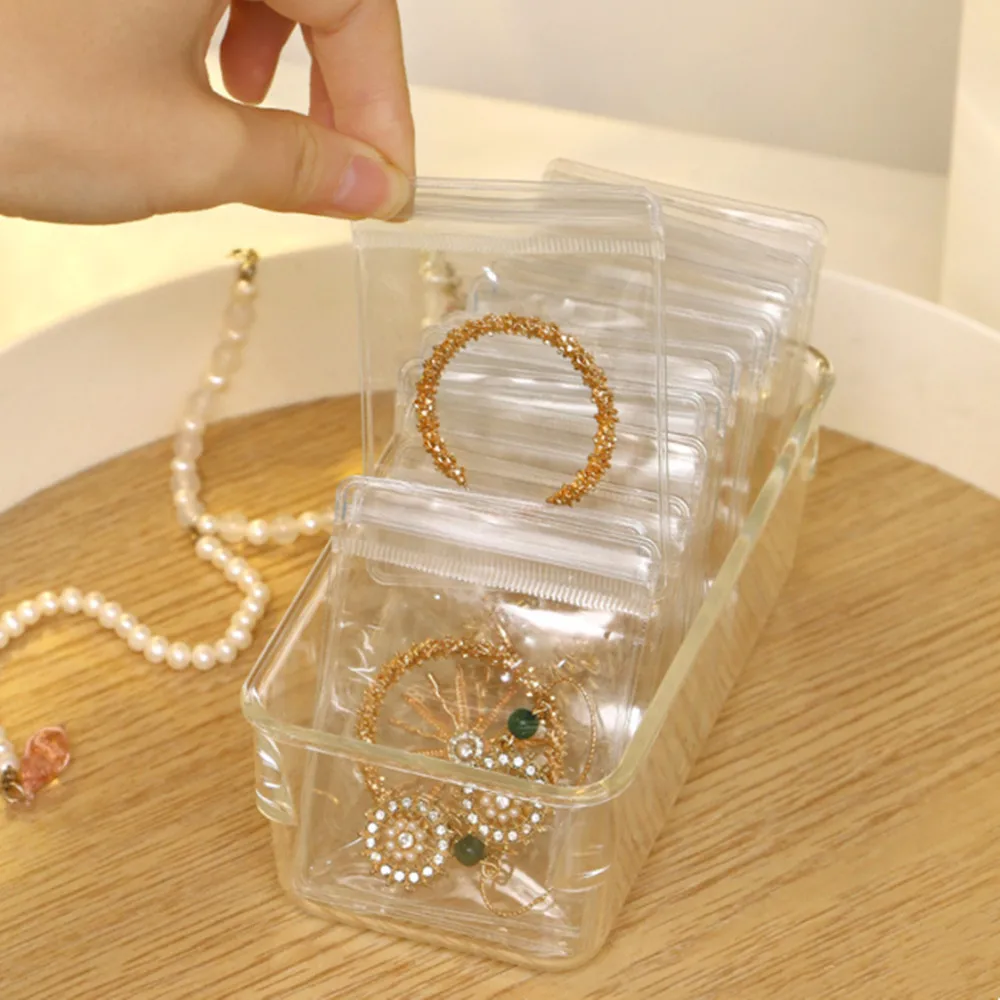 

Anti-oxidation Jewelry Storage Bag With Box Desktop Drawer Organizer Transparent Necklace Bracelet Ring Holder Ziplock Bag