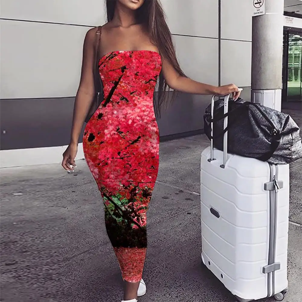 

GIYU Brand Forest Dress Women Red Vestido Sexy Personality Boho Womens Clothing Casual New Large Sizes Fashion