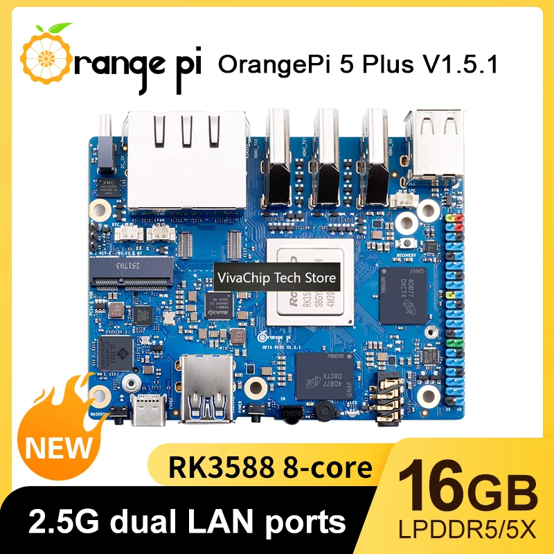 Фото Модуль VivaChip TechOrange Pi 5 Plus 16 ГБ ОЗУ LPDDR5 V1.5.1 Версия RK3588 PCIE с внешними модулями WiFi-BT и SSD, поддержка 8K, для разработки на Orange Pi5 Plus №4