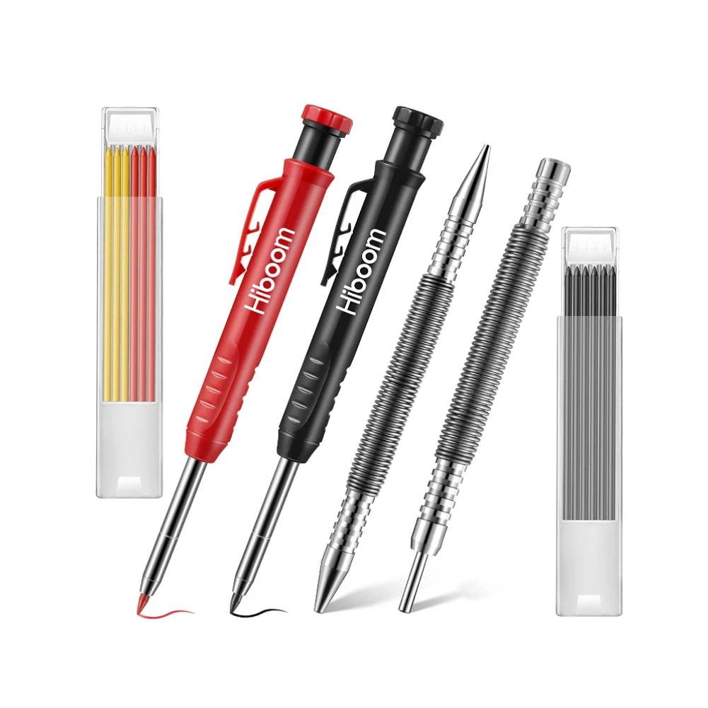 

Woodworking Marker Pen Kit Deep Hole Solid Carpenter Pencil ABS Woodwork Marking Pencil With Built-In Sharpener 145mm