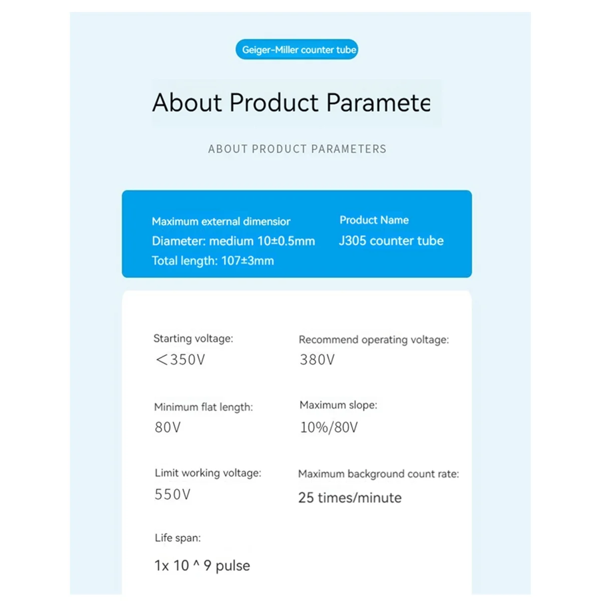 Счетчик Гейгера J305 трубка для детектора ядерного излучения GM аксессуар монитора