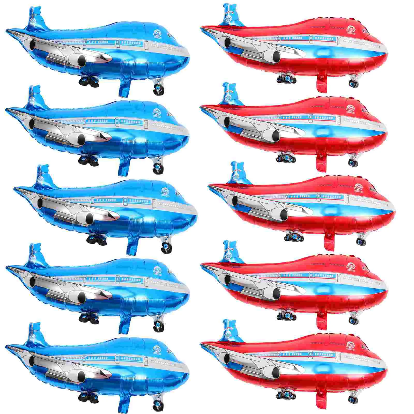 

10pcs Airplane Ballon Decor Foil Ballon Toy for Kid Party Gathering (Blue 5 Pcs, Red 5pcs)
