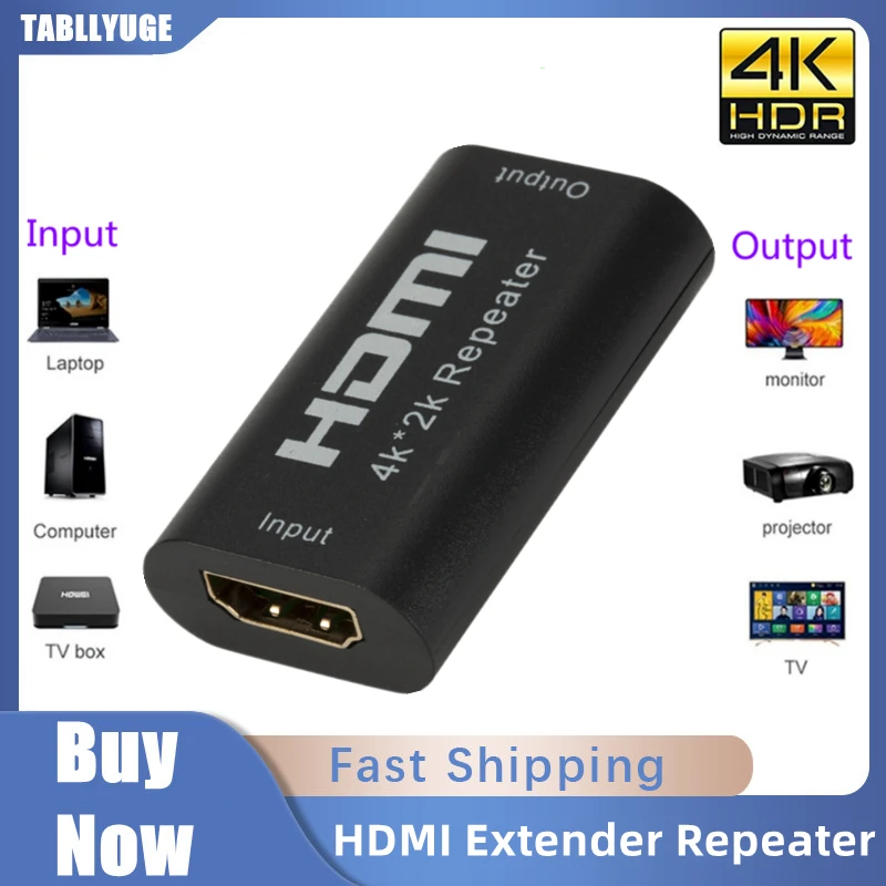 

TABLLYUGE Mini 4K x 2K HDMI Extender Repeater Up to 40M V1.4 3D 1080P HD Adapter Signal Amplifier Booster Over Signal HD TV DVD