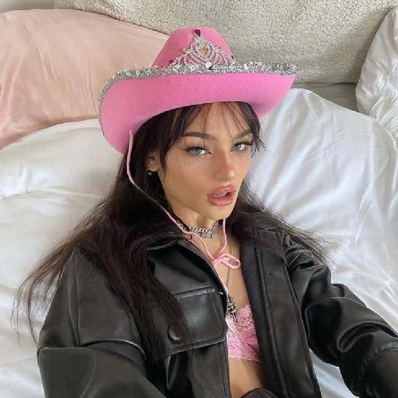 Gaono ковбойская шляпа для женщин Розовая смешная вечеривечерние Западная коровка