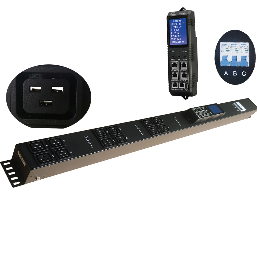 

0U Power distribution equipment 63A 12ways C19 socket connector intelligent meter ata center power strip smart meter PDU