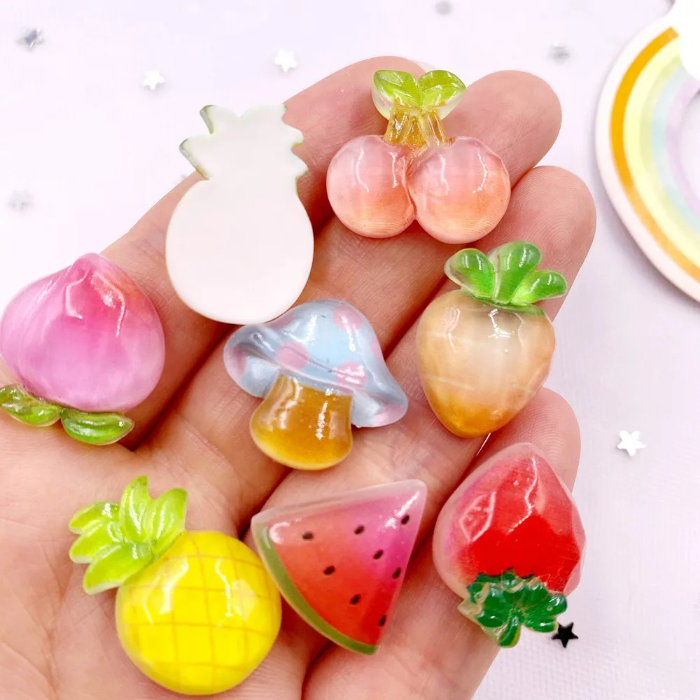 20 шт. смола яркие цвета 3D грибы персики морковь вишня плоская задняя часть стразы