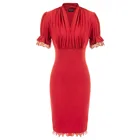 Женское Короткое облегающее платье в стиле стимпанк, летняя одежда, новинка 2022, винтажное вечернее офисное платье с V-образным вырезом и оборками на бедрах