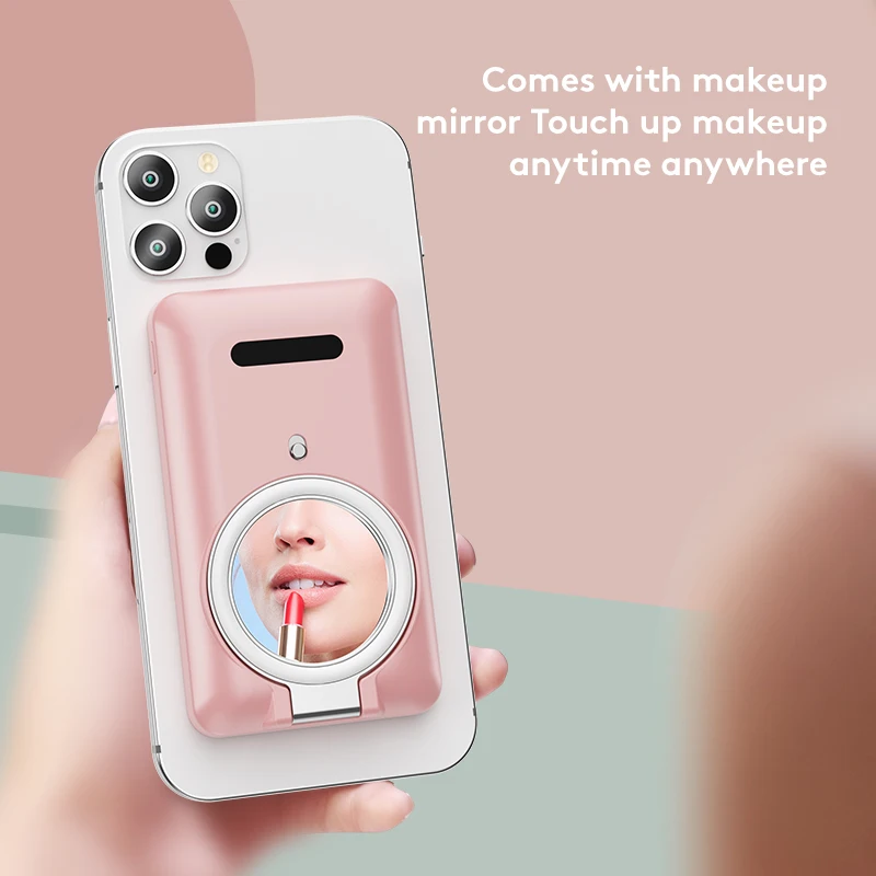 Новинка 2022, 5000 мА · ч, косметический макияж с подсветкой и зеркалом, портативный магнитный беспроводной внешний аккумулятор для iPhone 12 13, внеш... от AliExpress WW