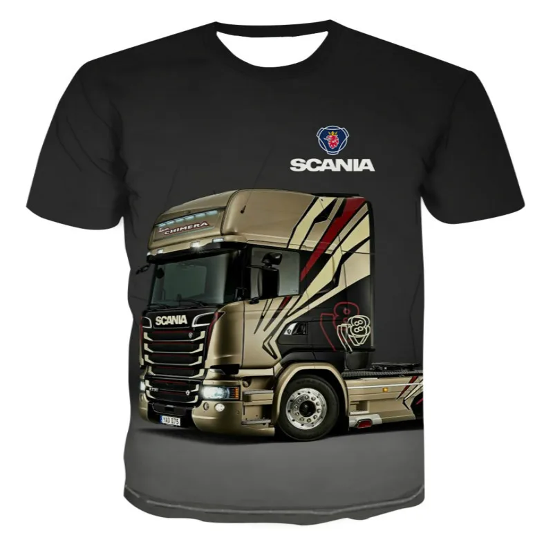 2022 latest men's and women's short-sleeved travel models summer casual fashion t-shirt truck 3d printing round neck pullover |