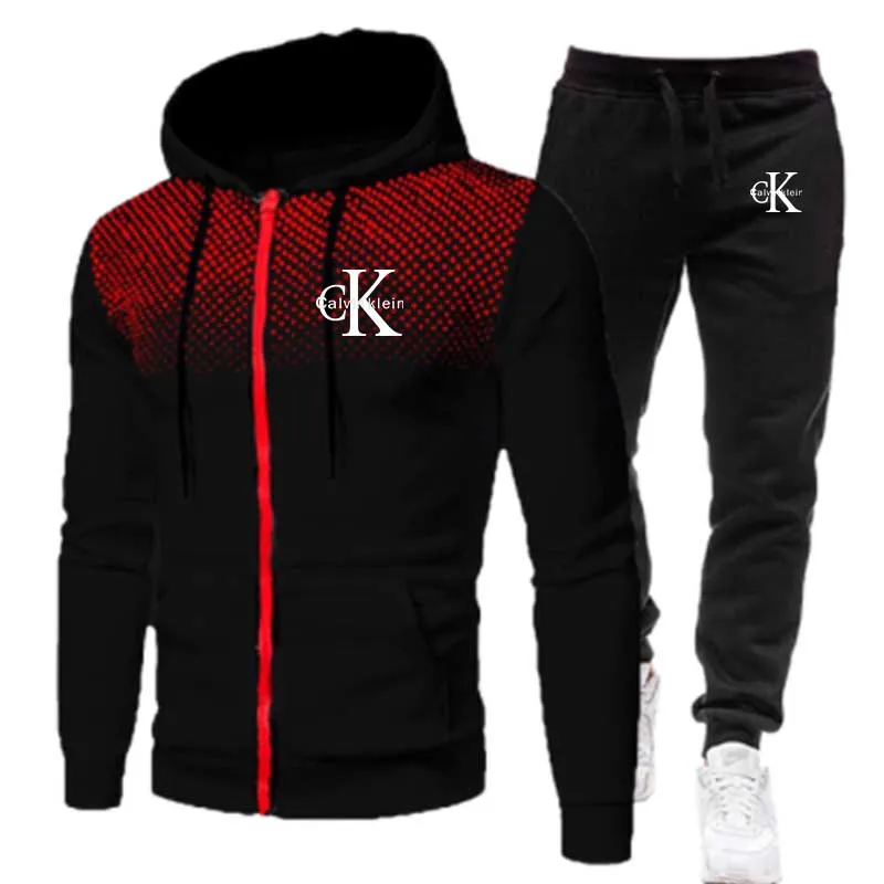 

Новинка 2023, мужской спортивный костюм, толстовка на молнии и спортивные брюки, костюм, осенне-зимний теплый спортивный костюм, мужская верхн...