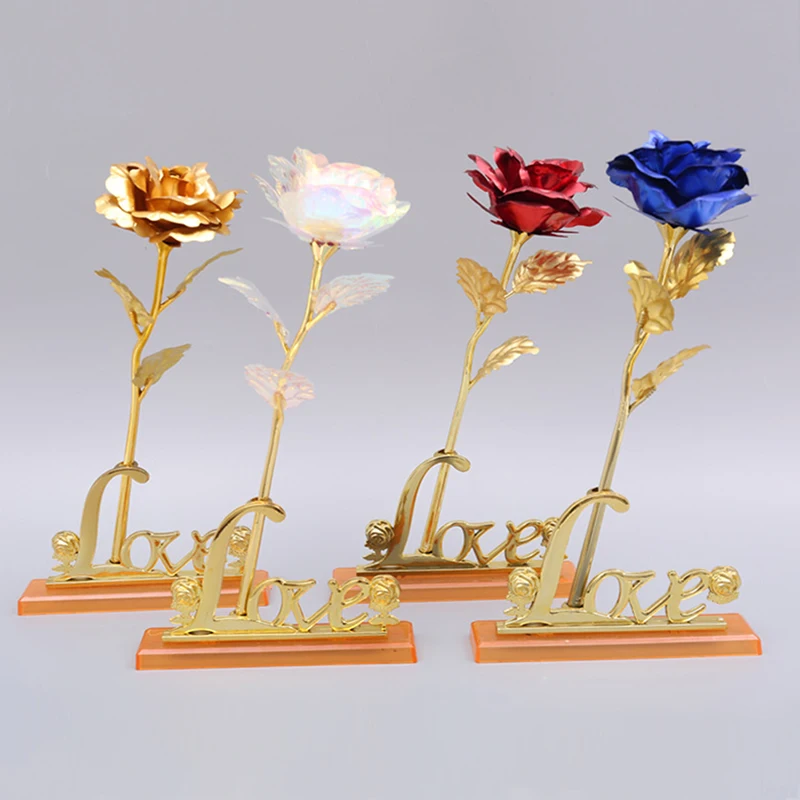 

Valentine's Day Mother's Day Gift 24K Foil Plated Roses Artifical Flowers Wedding Decor Lover Lighting Roses Creative Gift