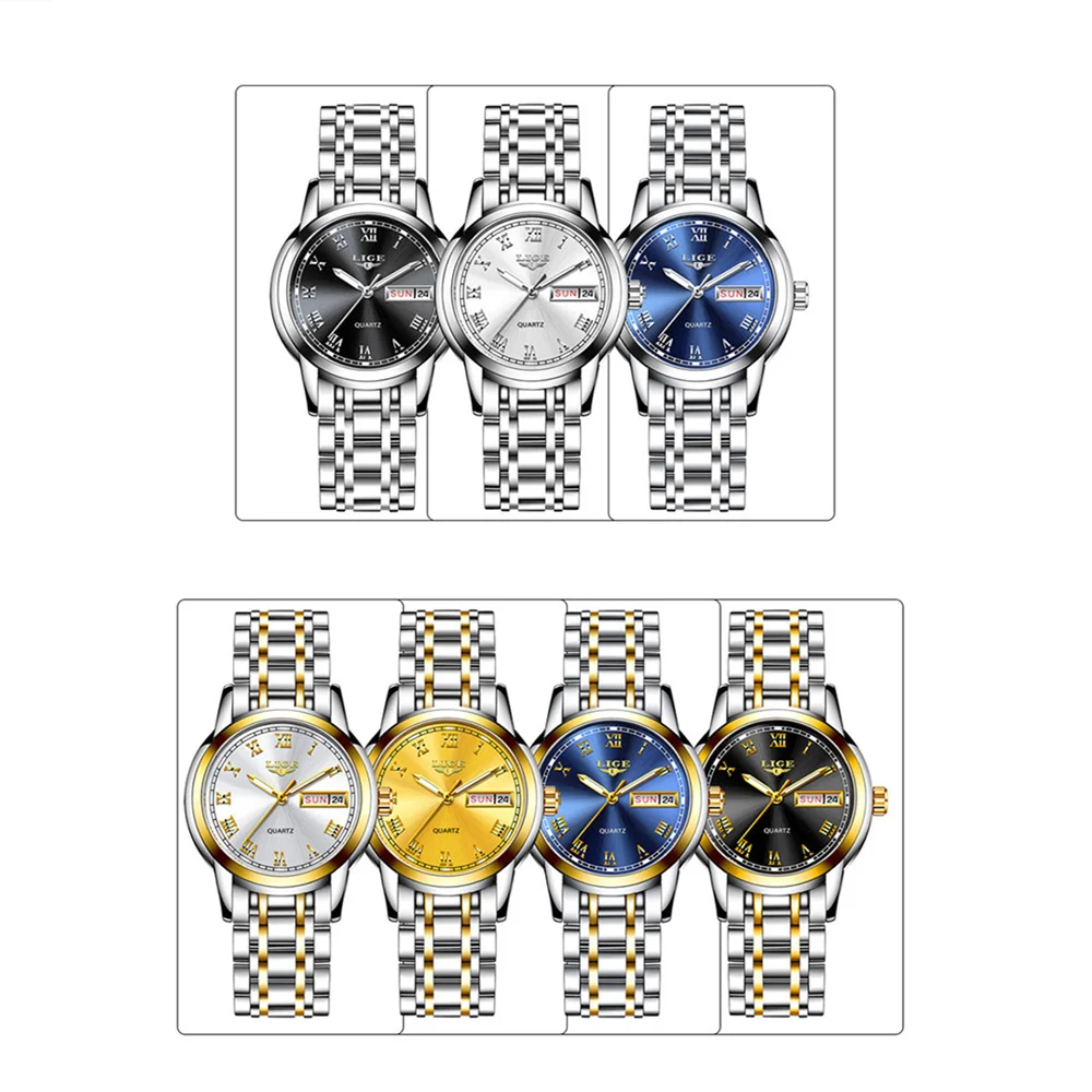 LIGE Wristwatch Luxury Stainless Steel Watch for Women Fashion Casual Women's Bracelet Watches Waterproof Ladies Wristwatches enlarge