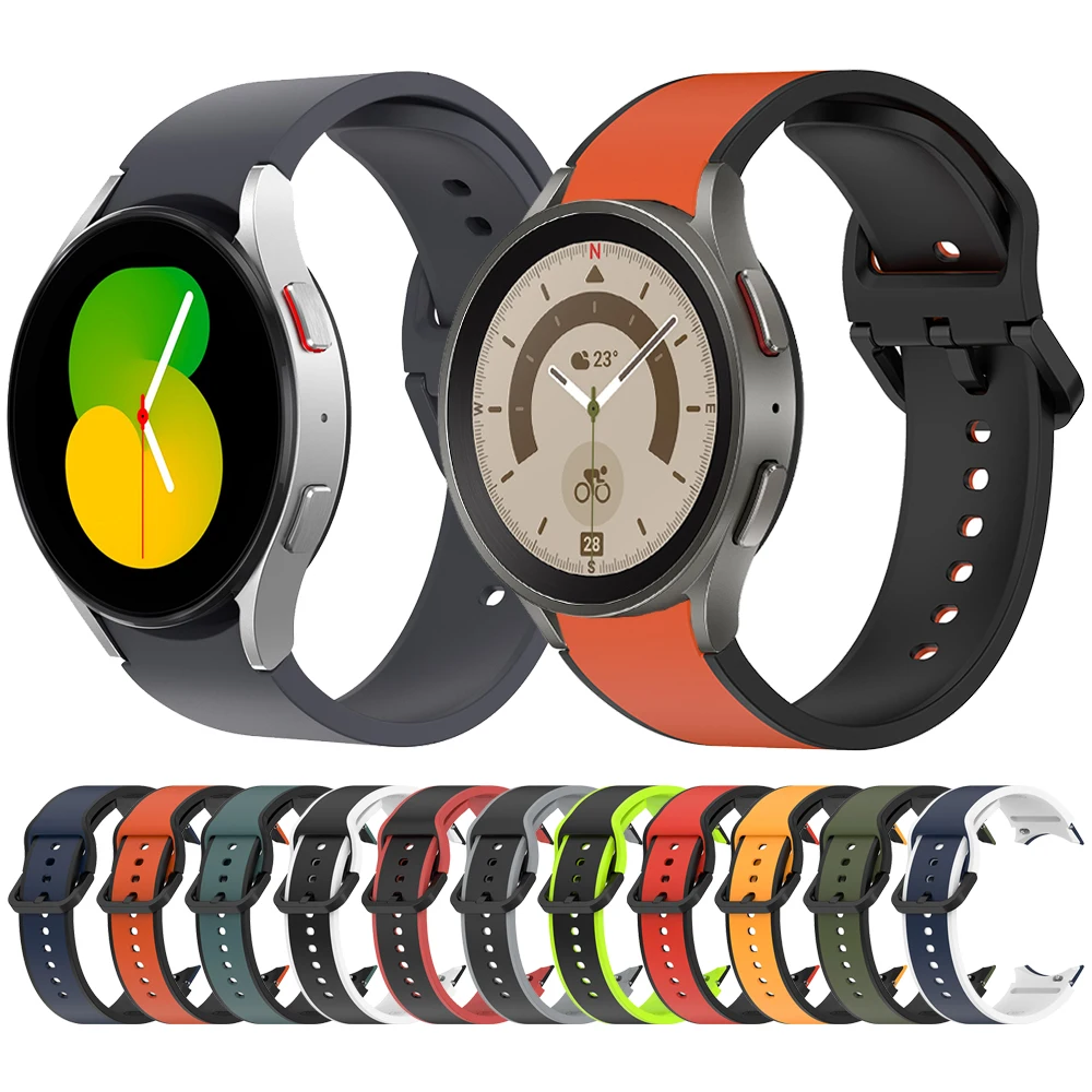 

Two-Tone Sport Band For Samsung Galaxy Watch 5 Pro 45mm Silicone Strap Watch 4 44mm 40mm/Classic 46mm 42mm Wristband correa