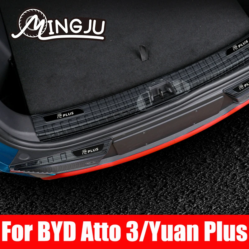 

For BYD Atto 3 Yuan Plus 2022 2023 Auto Rear Guard Plate Trunk Bumper Protective Strip Transparent Stickers Accessories