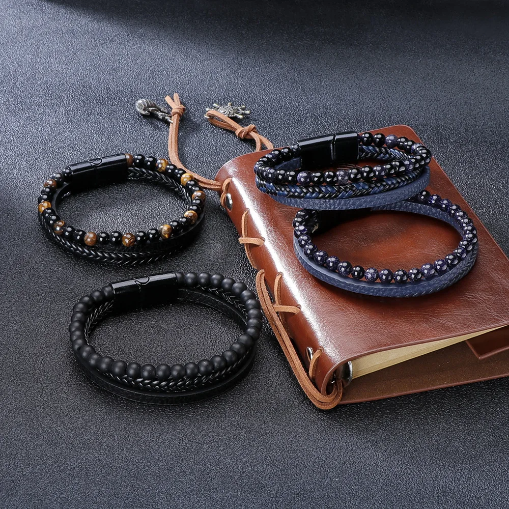 

Tiger Eye Stone Men's Alloy Magnet Buckle Beaded Bracelet Women Earrings Kpop Jewelry for Women 2022 Women's Hand Bracelets Gift