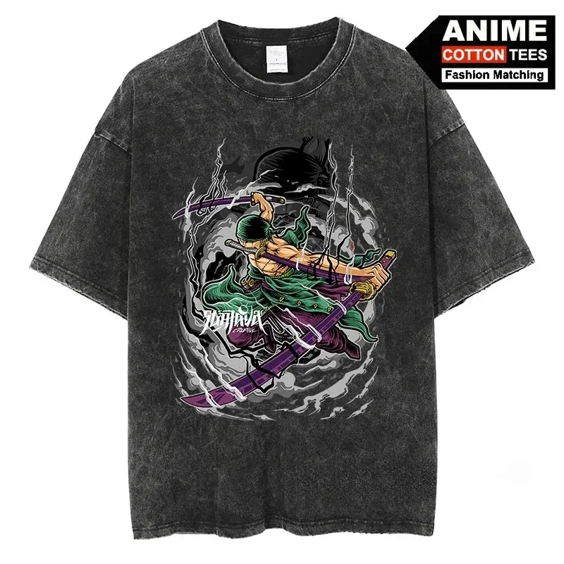 Винтажная хлопковая футбольная рубашка с принтом в стиле Харадзюку и Zoro Y2K