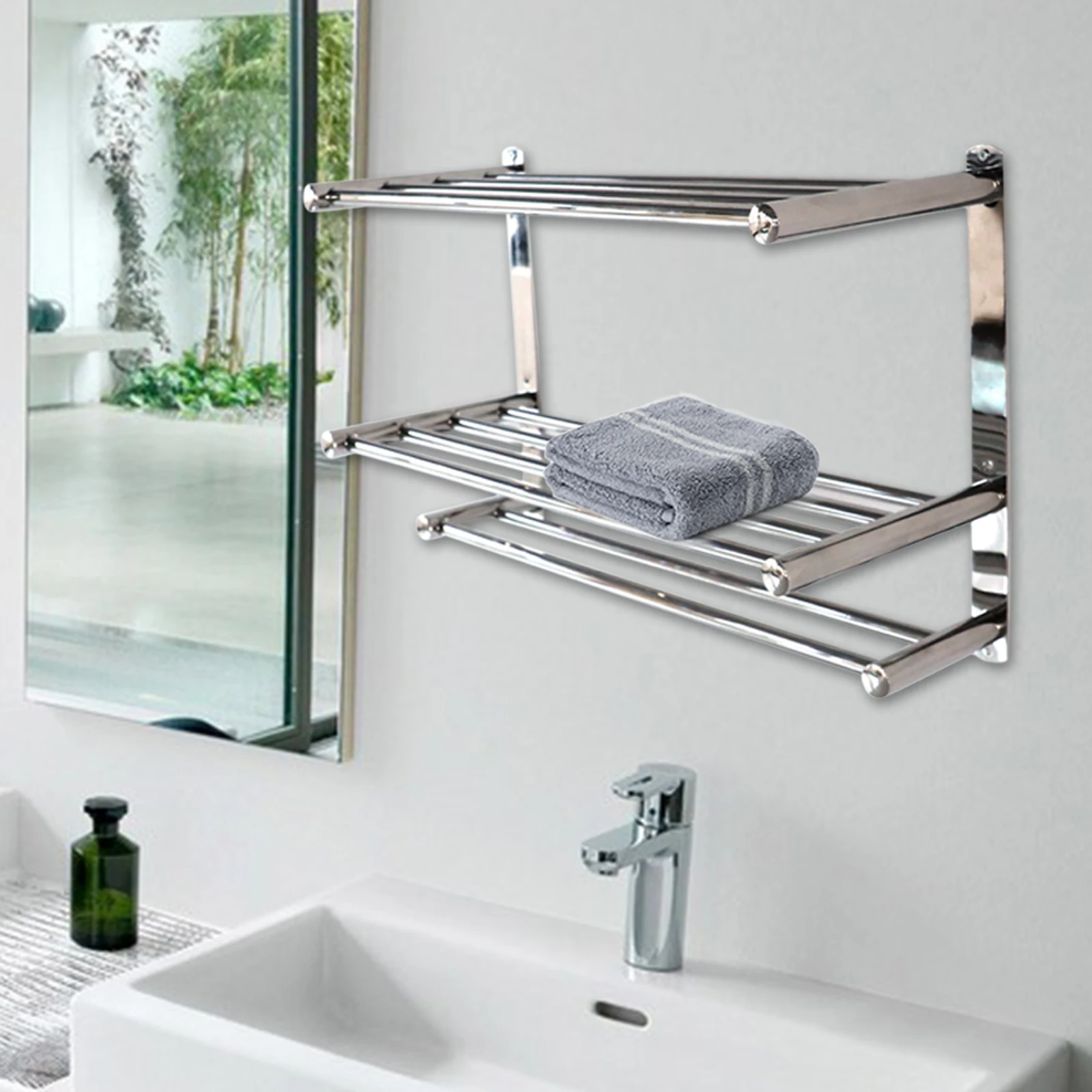 Bar Multilayer Rack Stainless Steel Wall-mounted Shelf Bathr