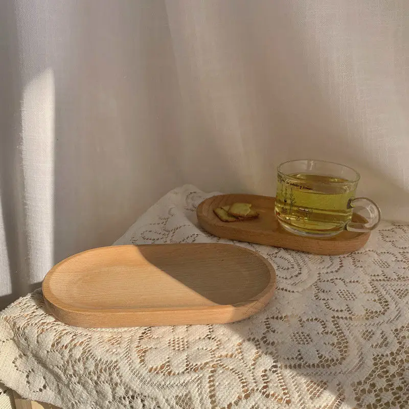 

Beech Wood Plate Tray Dish Dessert Sushi Snack Fruit Buffet Children Tableware Decorative Solid Oval Plates Natural Living