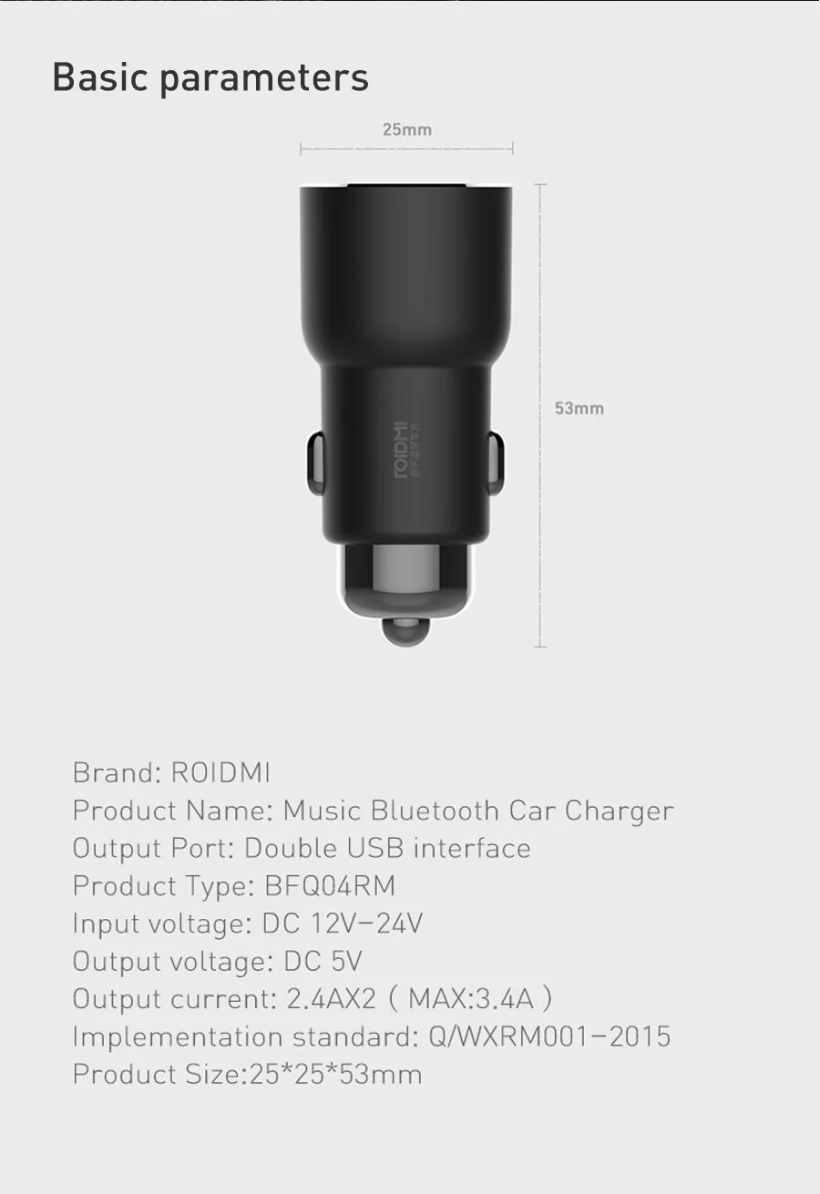 Roidmi 3S Mojietu Bluetooth 5V 3.4A Dual USB Car Charger MP3 Music Player FM Transmitters For iPhone And Android images - 6