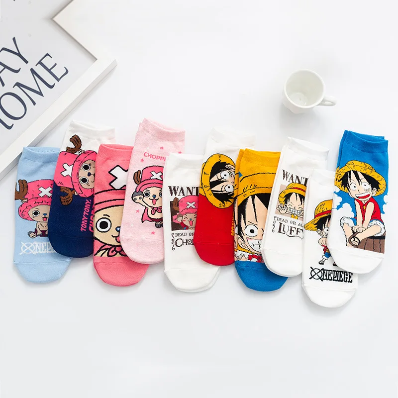 

Summer One Piece Men's Funny Socks Cartoon Anime Fashion Harajuku Light Cotton Casual Cosplay Women's Short Socks Free Shipping