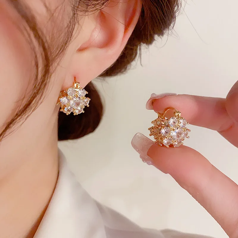 

Luxury Cubic Zircon Flower basket Hoop Earrings For Women High Quality Copper 14K Gold Plated Designer Earring Fashion Jewelry