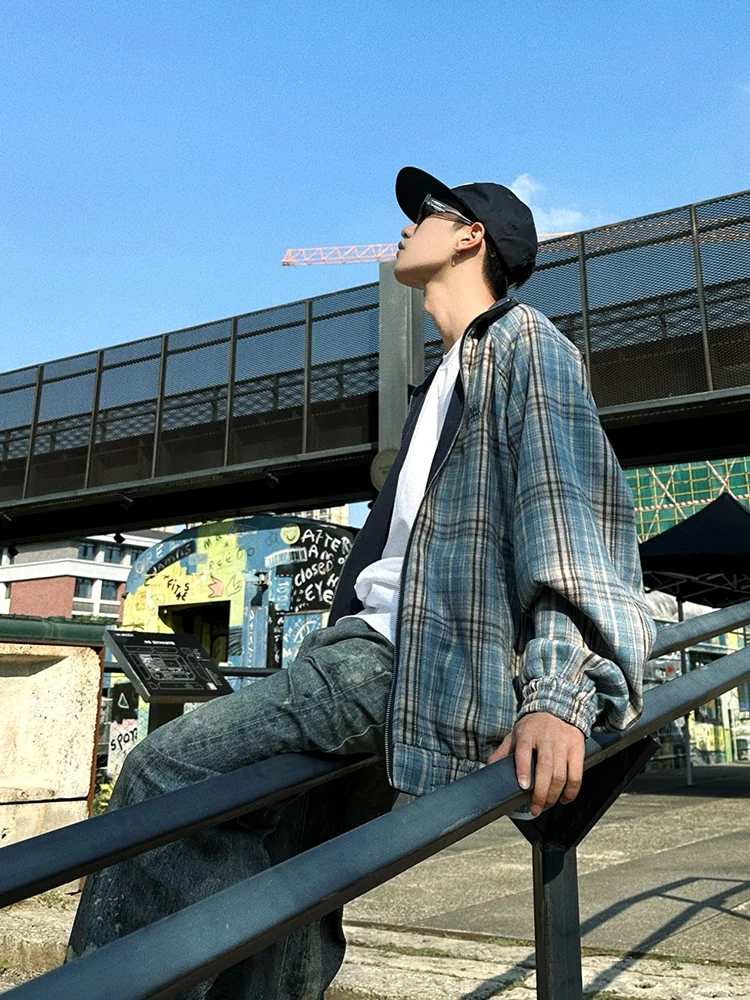 Двусторонняя клетчатая верхняя одежда мужская и женская одинаковые осенние