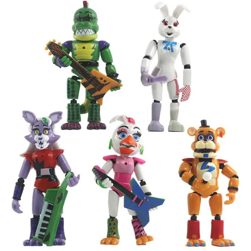 

5Pcs/Set Five Night At Freddys FNAF Security Breach Series Bonnie Bear Action Figure Luminous Detachable Joint Freddy Pvc Model