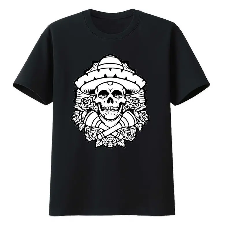 

Skull Wearing A Straw Hat Cotton T-shirt Tees Top Y2k Clothes Mens T-shirts Men's Clothing Kpop Creative Camisa Camisetas Humor