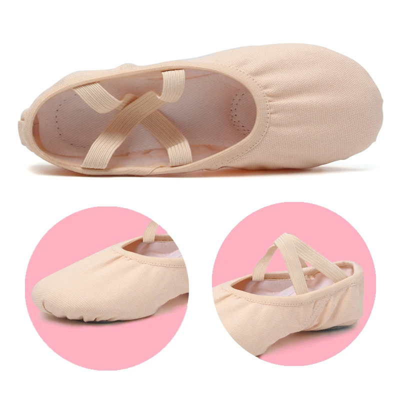 Girls Ballet Shoes Canvas Ballet Dance Slippers For Women Kids Children Practise Classic Split-Sole 5 Colors Adult Flat Dancing