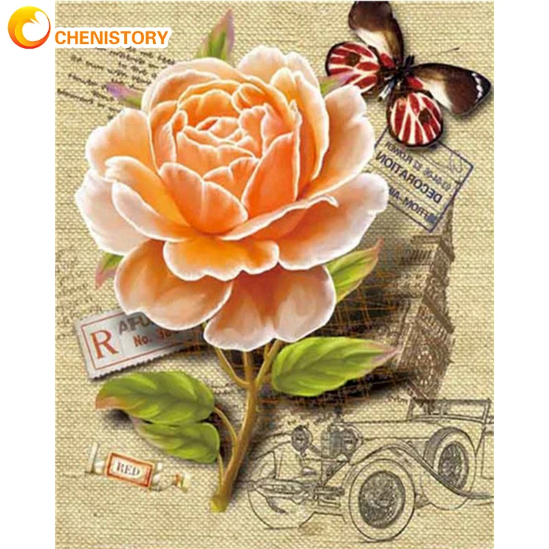 

CHENISTORY Oil Painting By Number Landscape Canvas Wedding Decoration Art Picture Kits Coloring By Number Home Decor