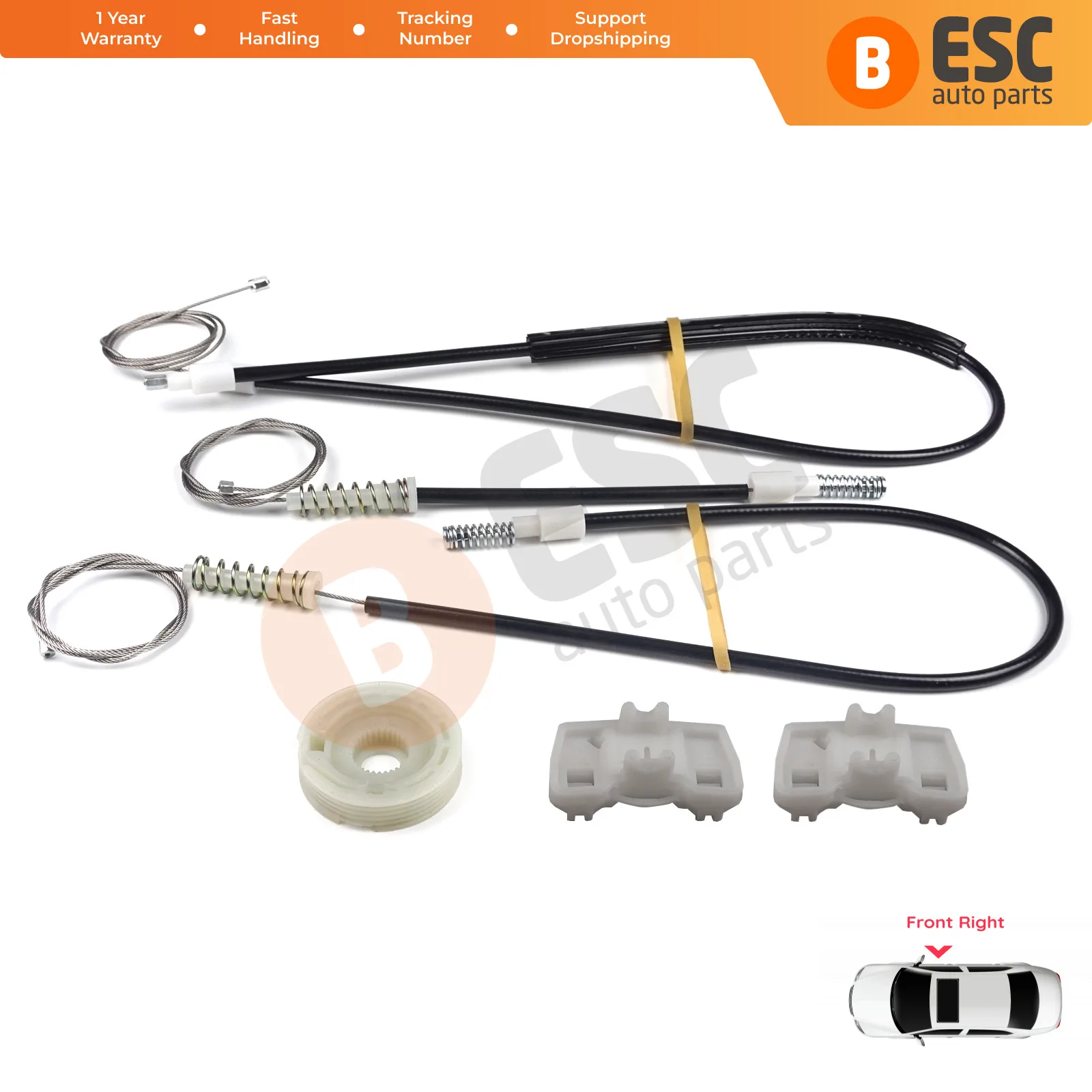 

ESC Auto Parts EWR405 Electrical Power Window Regulator Repair Kit Front Right Door for Land Rover Freelander 1997-2006