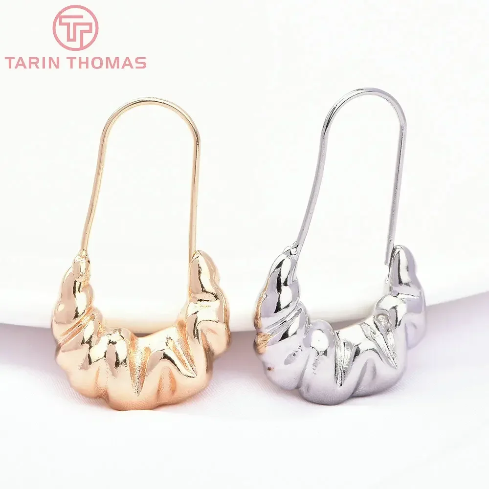 (7586) 2 шт. 20x35 мм 24-каратного золотого цвета латунные сумки в форме крючка для