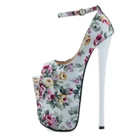 new womens shoes 22cm stiletto ladies high heels thick sole banquet sexy flowers high quality round head fashion show 34 46 47