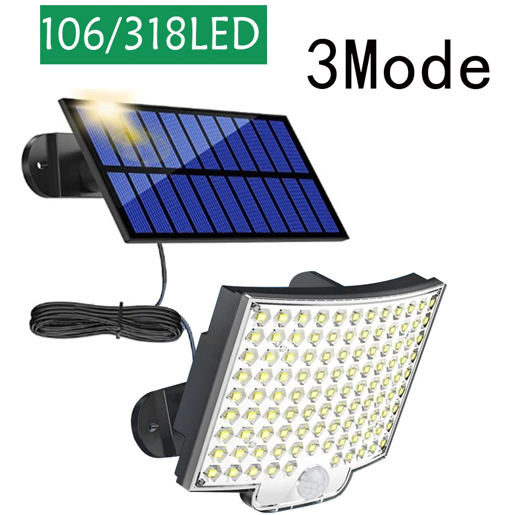 

308 LED Outdoor Solar Light Sunlight 3 Modes Waterproof Street Wall Lamp PIR Motion Sensor Lamp For Garden Fence Street Decora