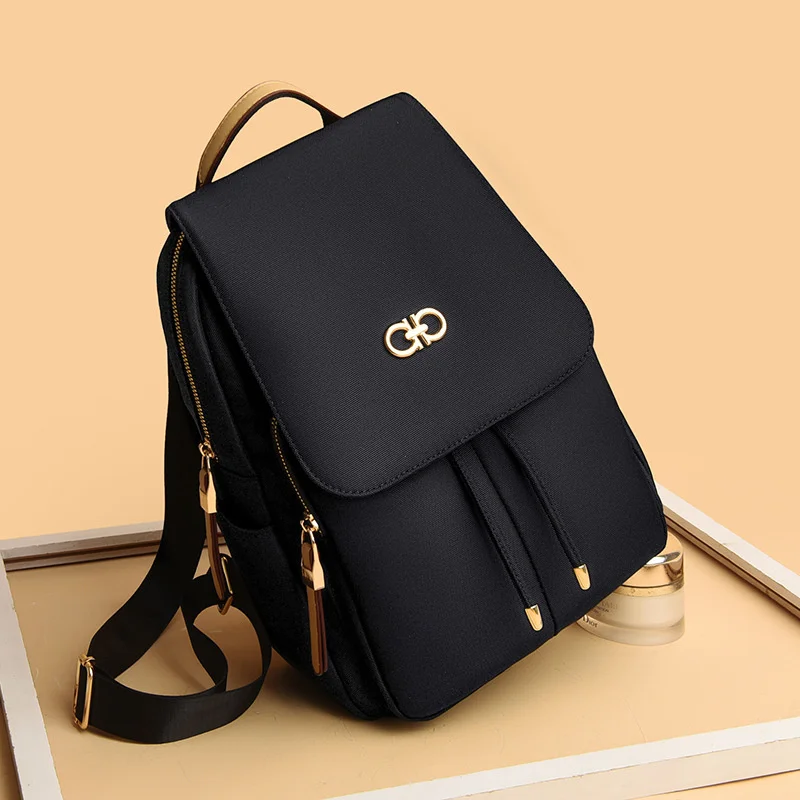 

high quality luxury brand Knitted nylon 2023 gao composite cloth large cover drawstring schoolbag for female students casual lea