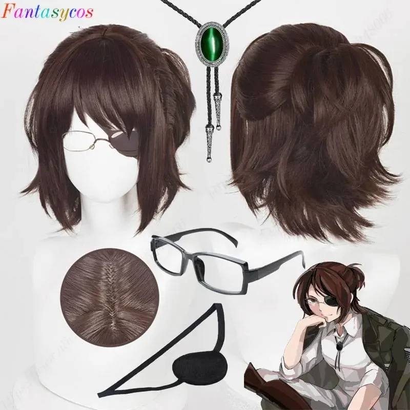 Парик для косплея Hange Zoe из темно-коричневых волос парики костюма на Хэллоуин