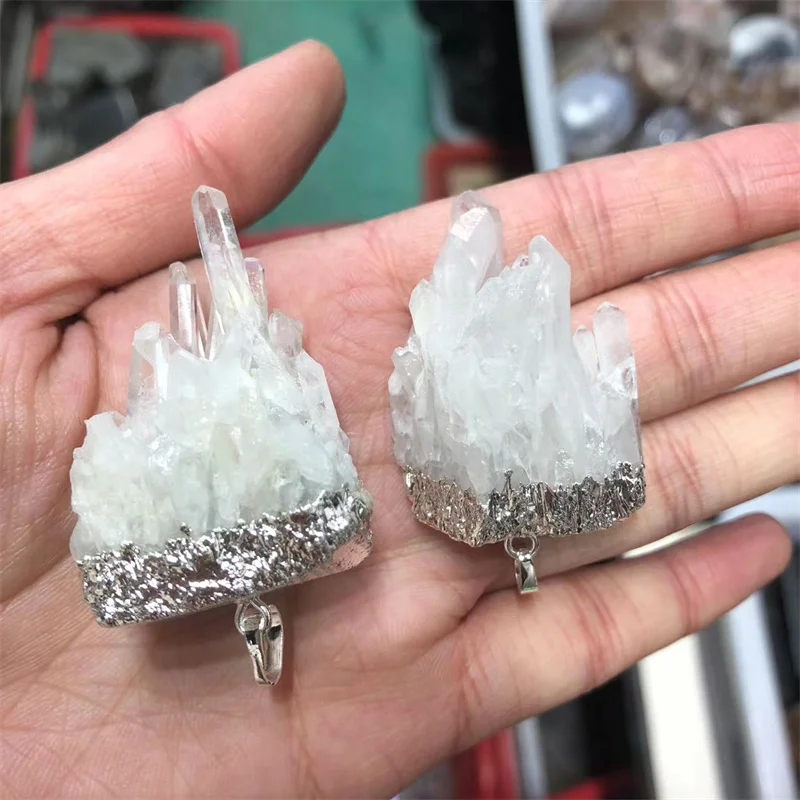 

White Crystal Cluster Pendant Natural Stones Quartz Healing Reiki Gemstones Home Decoration